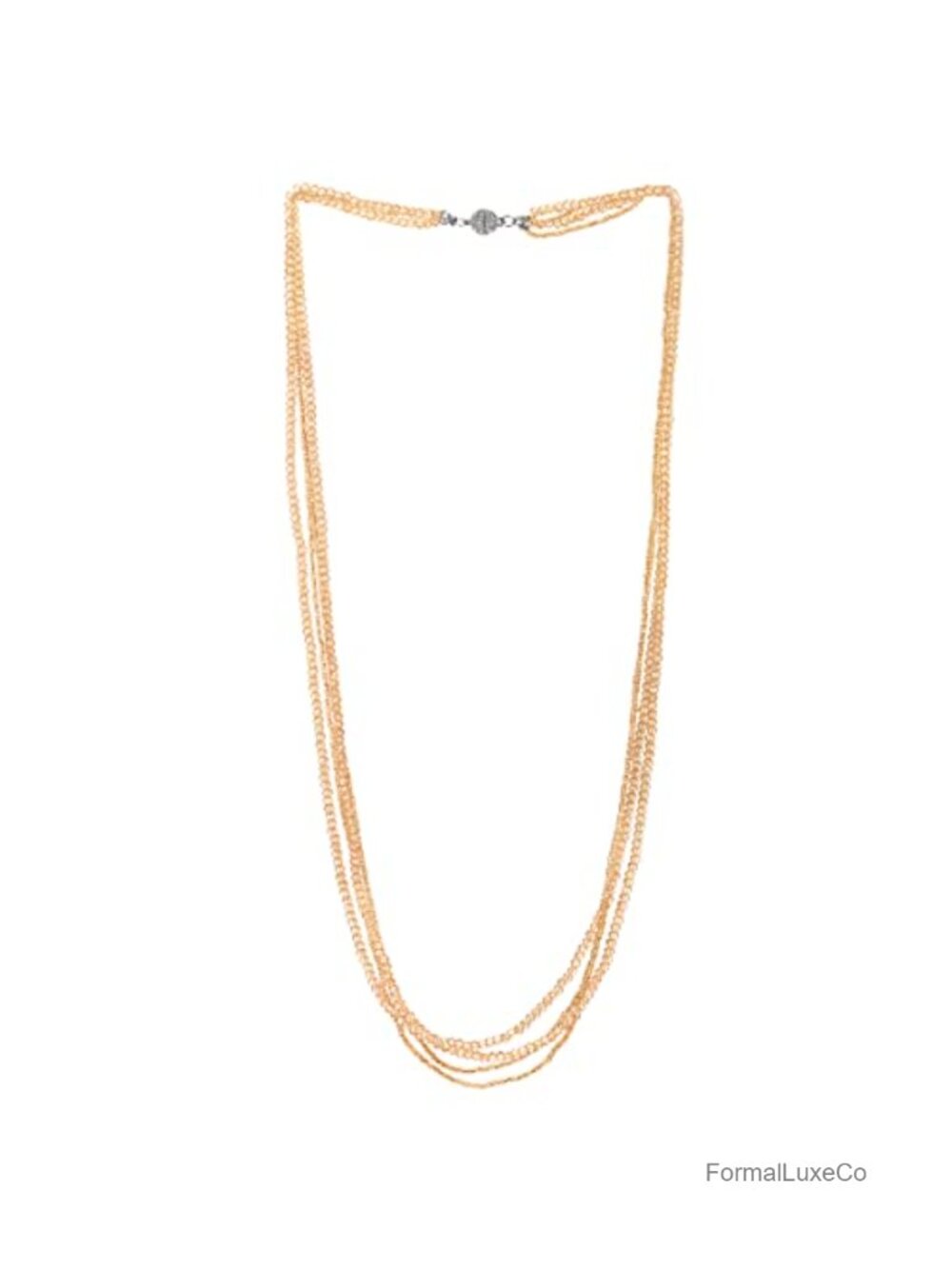 Elegant Multi-Strand Statement Necklace with Crystal Beads Pendant for Parties